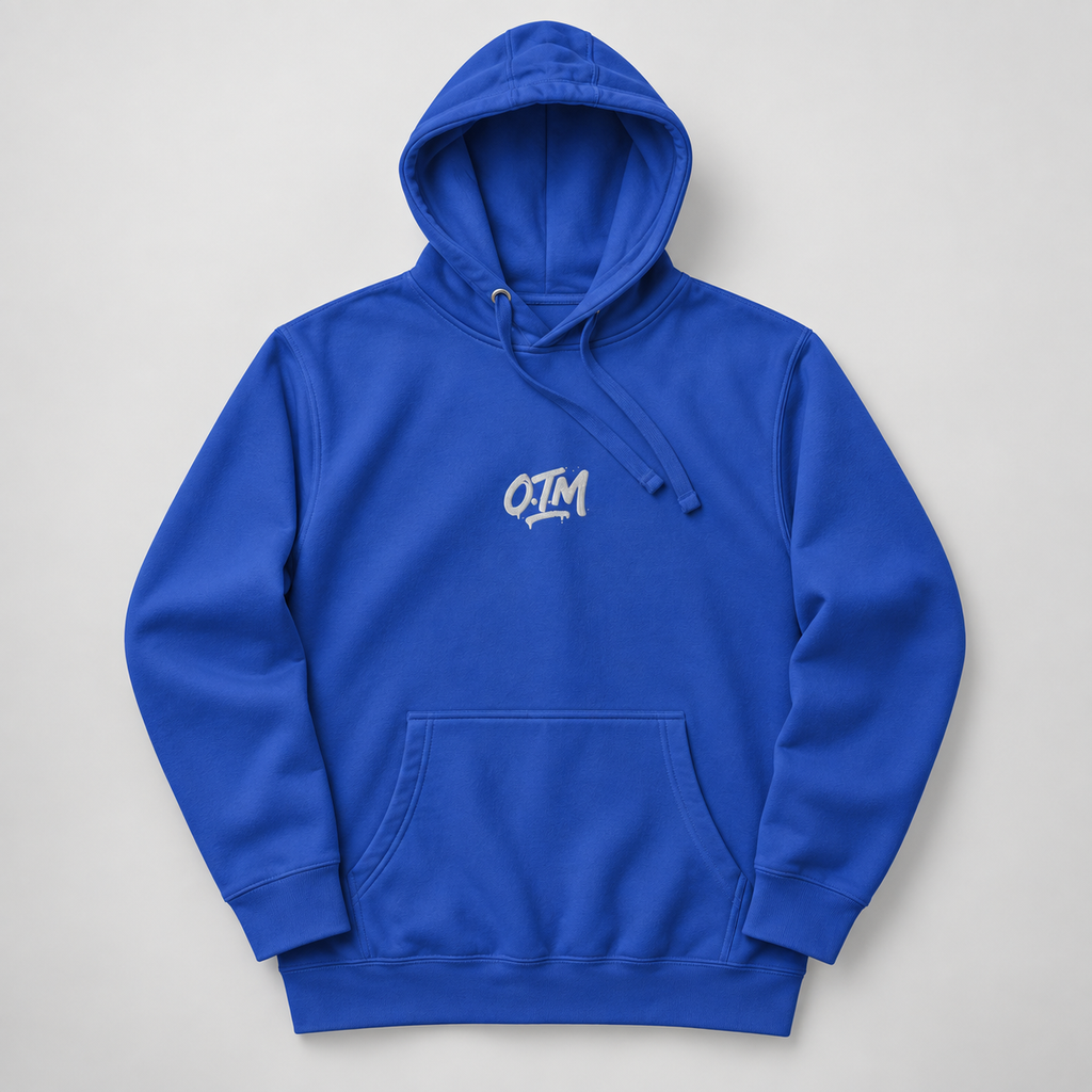 OTM White Drip Embroidered Hoodie - Team Royal